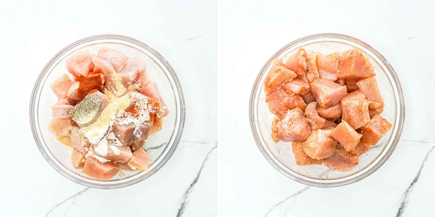 process shots showing how to make creamy butter lemon chicken.