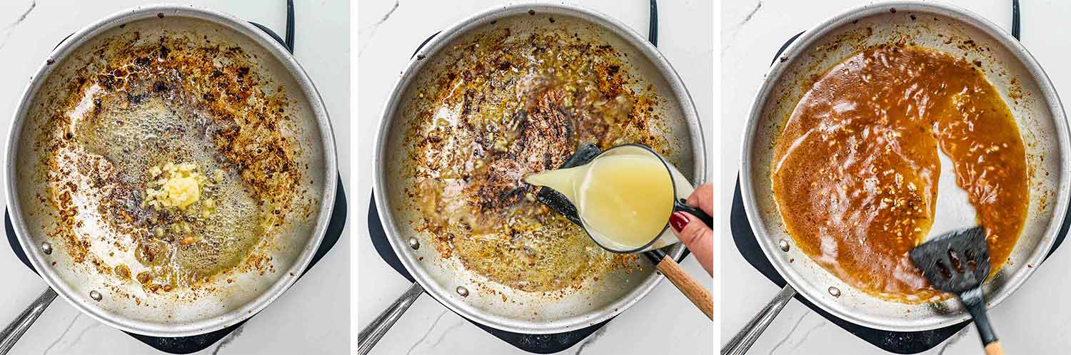 process shots showing how to make creamy butter lemon chicken.