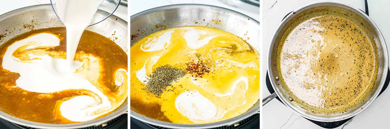 process shots showing how to make creamy butter lemon chicken.