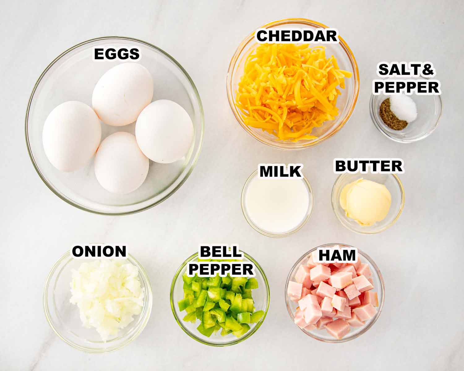 ingredients needed to make denver omelette.