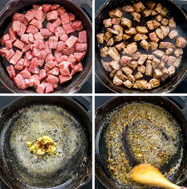 Garlic Butter Steak Bites process shots