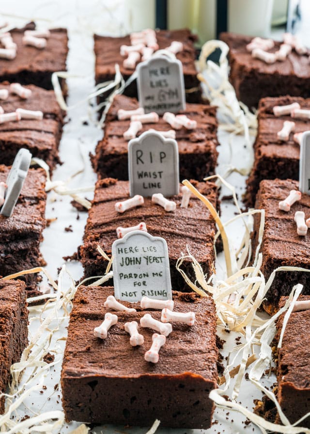 halloween brownies topped with decorative halloween candies