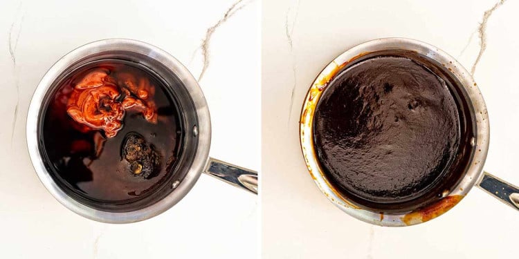process shots showing how to make bbq sauce.