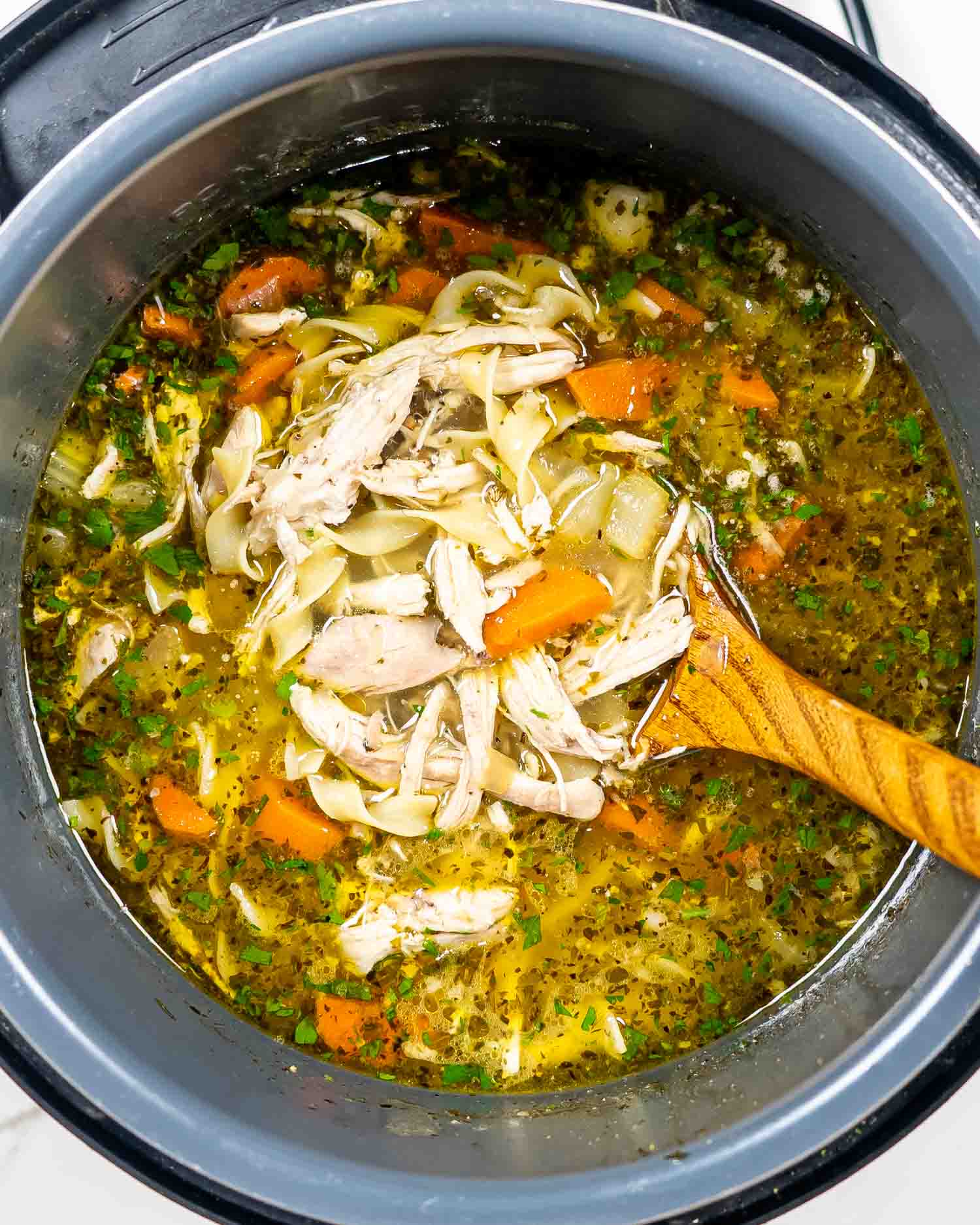 chicken noodle soup in an instant pot.