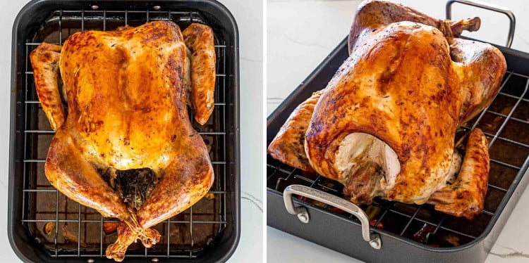 process shots showing how to roast a turkey.