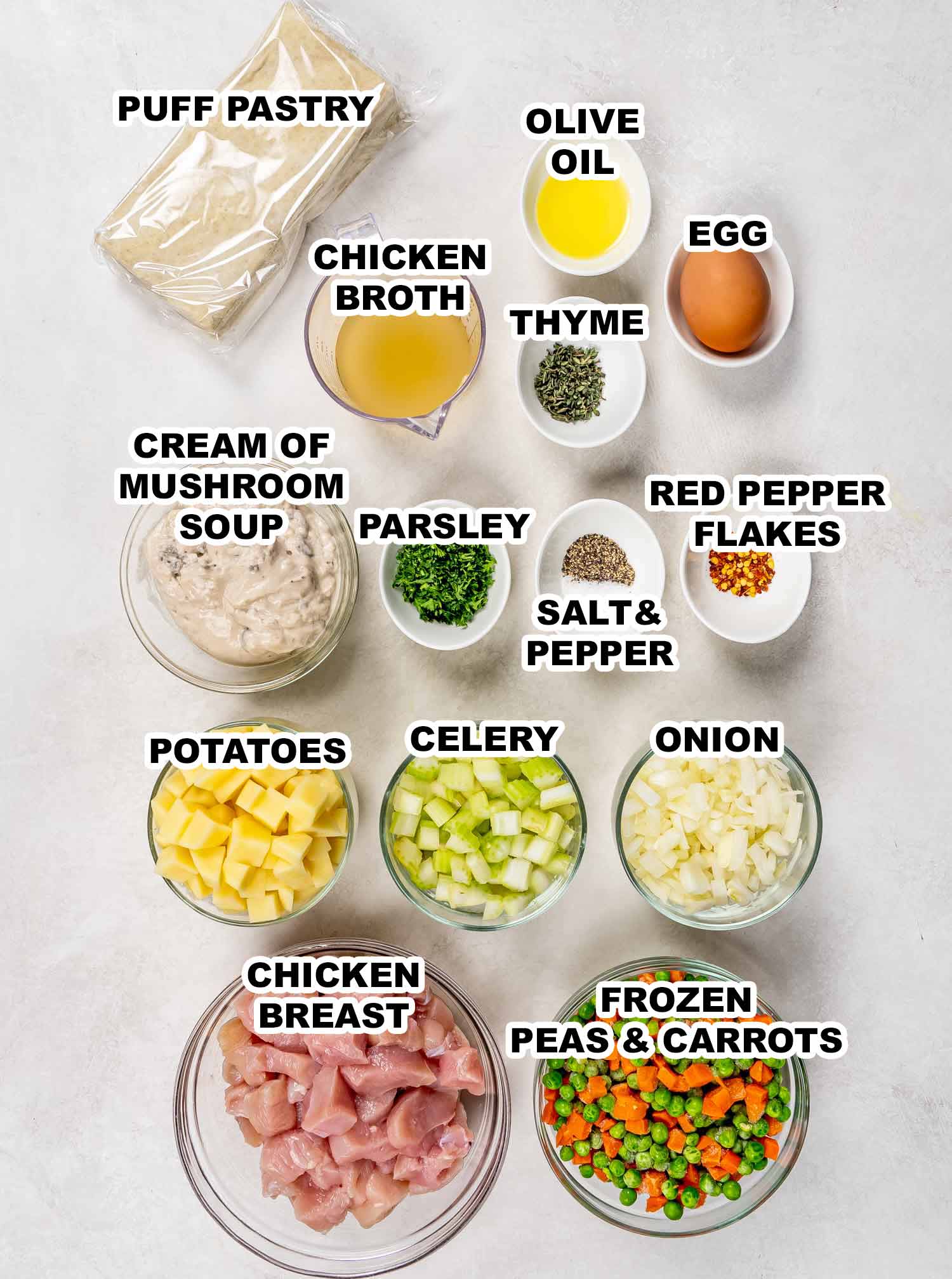 ingredients needed to make skillet chicken pot pie.