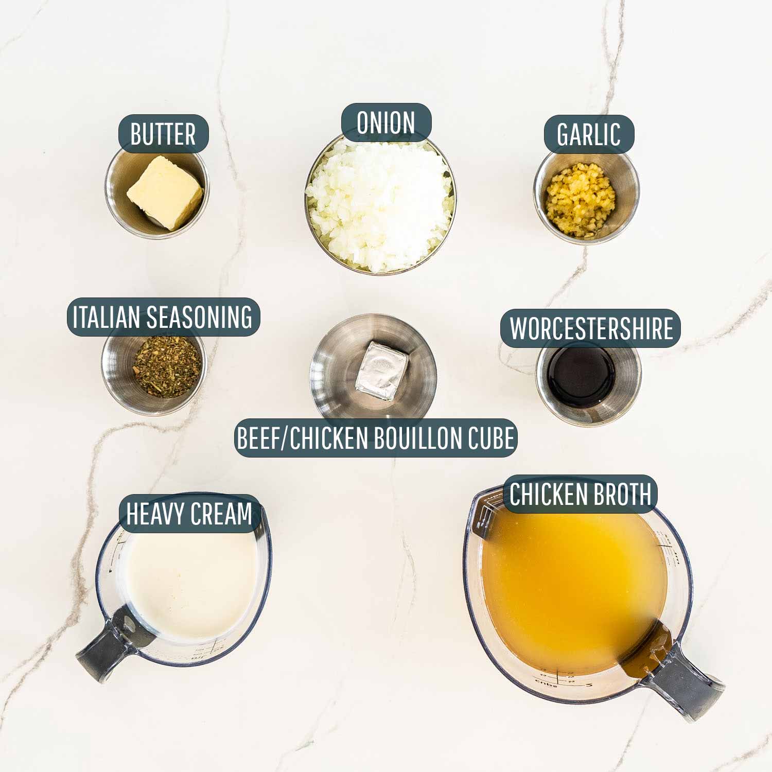 ingredients needed to make gravy for smothered pork chops.
