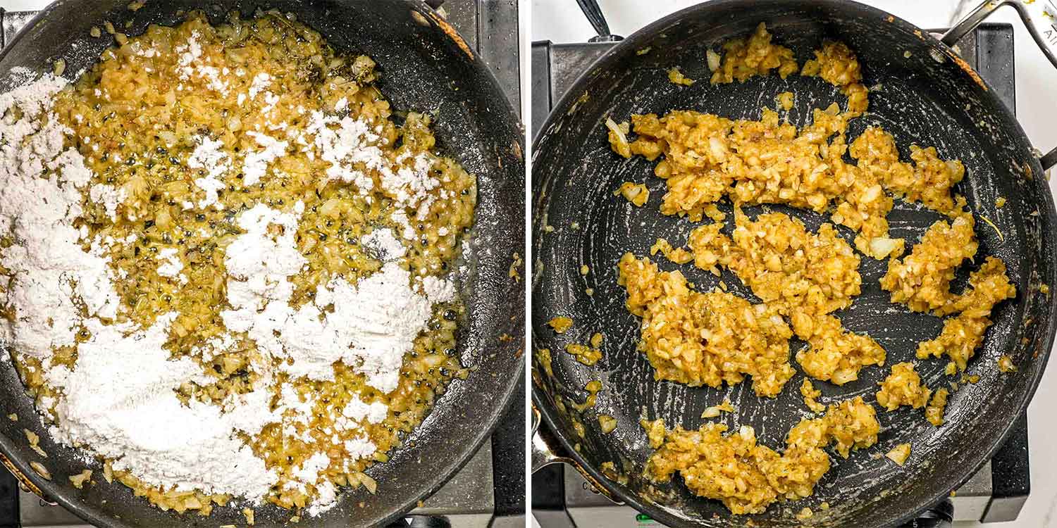 process shots showing how to make a roux.