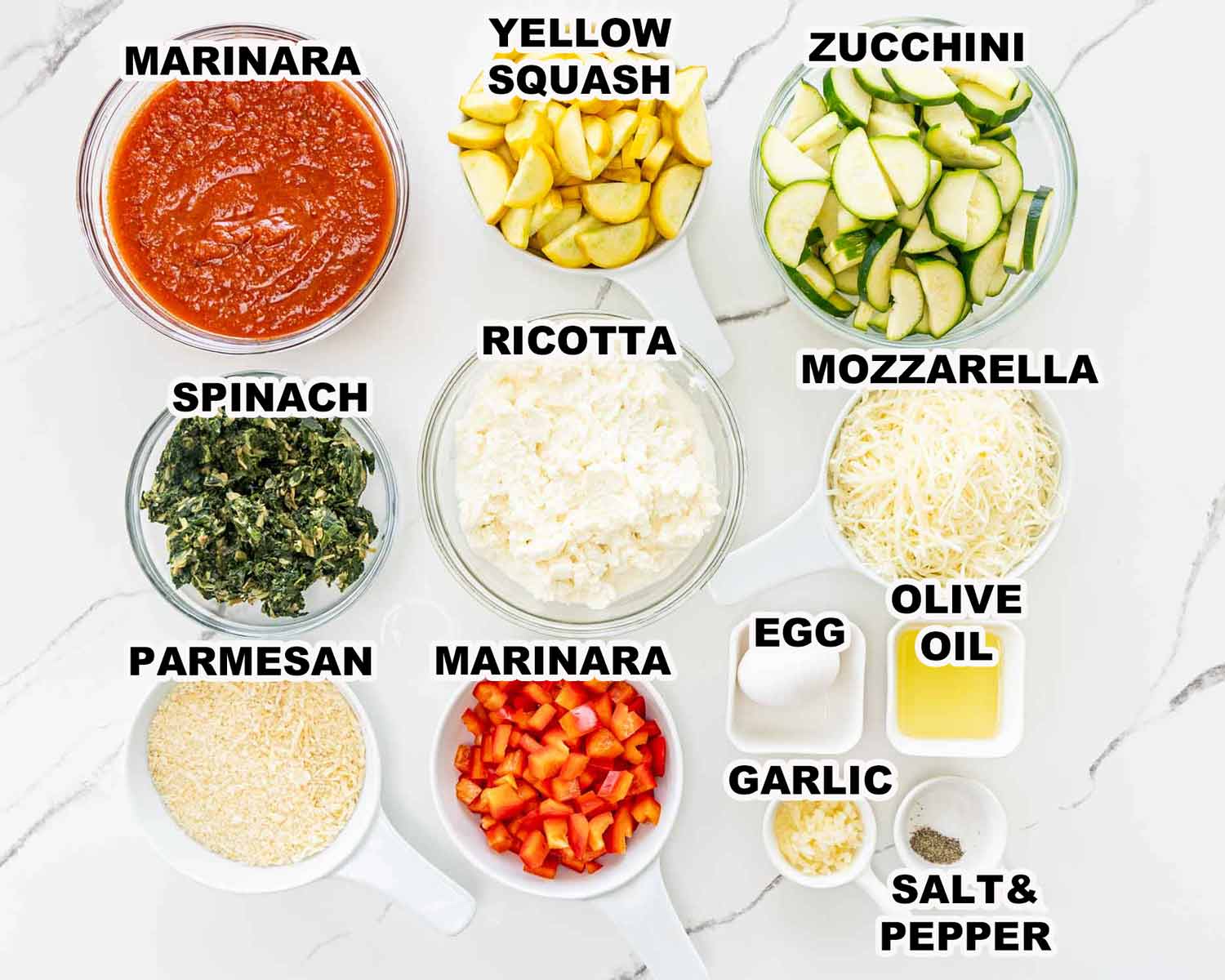 ingredients needed to make vegetable lasagna.
