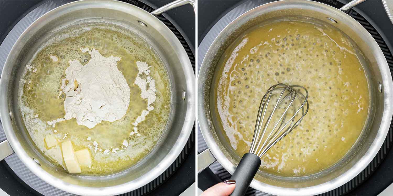 process shots showing how to make vegetable lasagna.