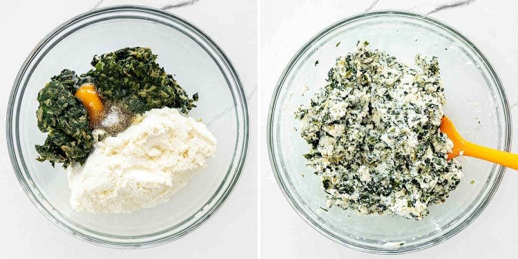process shots showing how to make vegetable lasagna.