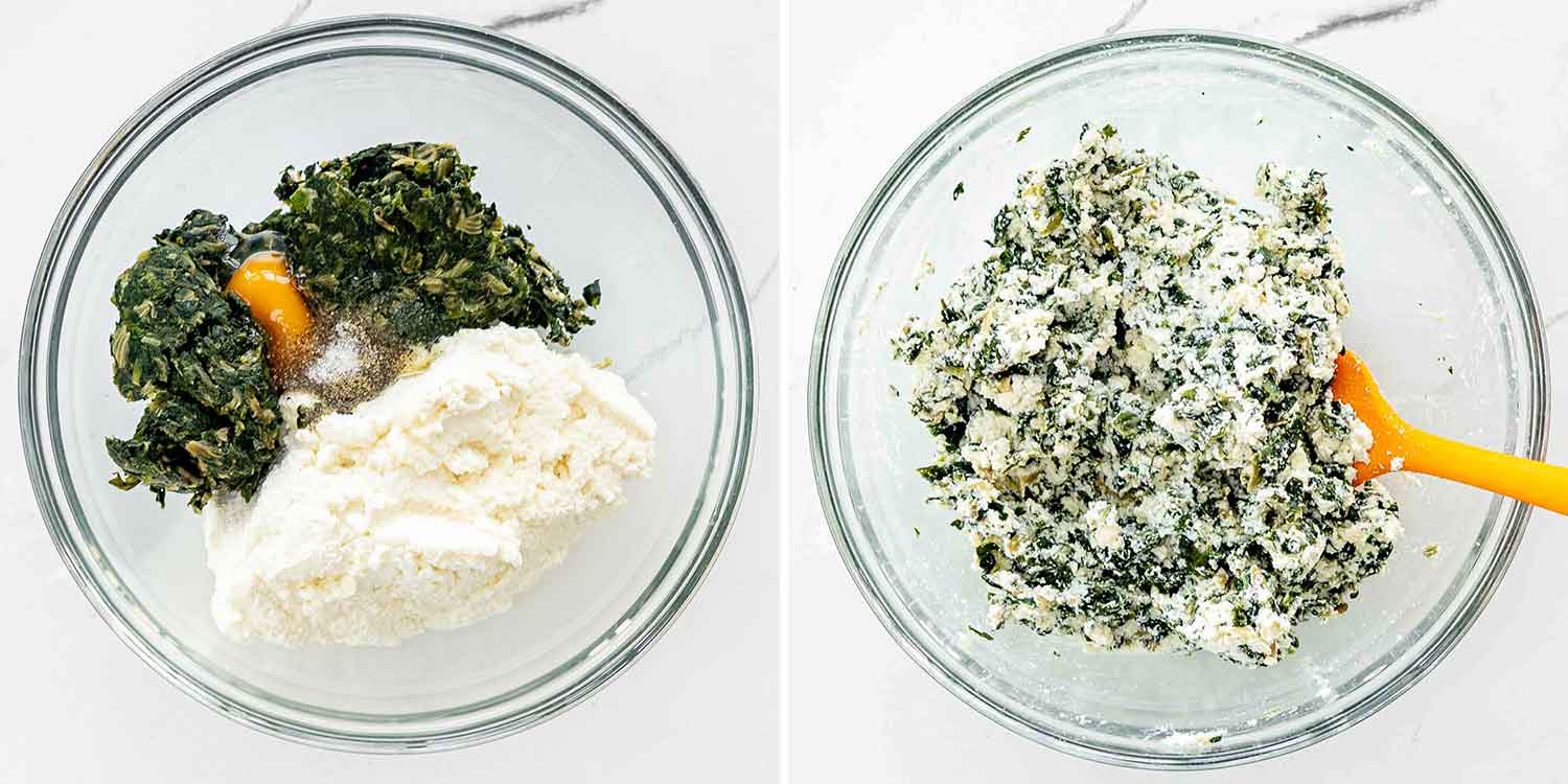 process shots showing how to make vegetable lasagna.